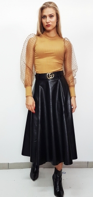 Midi Leatherlook Pleated Skirt