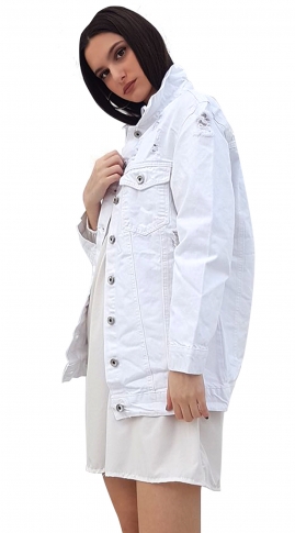 Woman's white denim jacket