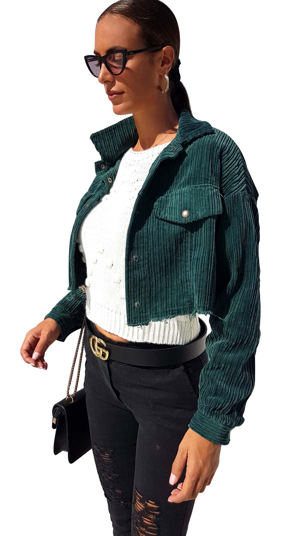 Κοτλέ Crop Jacket | Γυναικεία Δερμάτινα Τζάκετς &Bomber Jackets ...